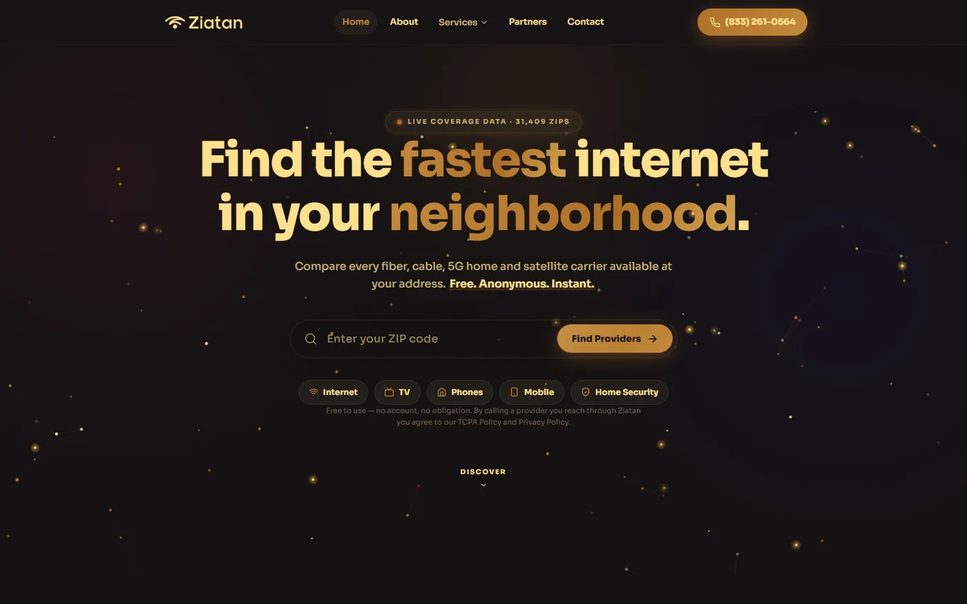 Ziatan — production website we built, graded to the studio palette